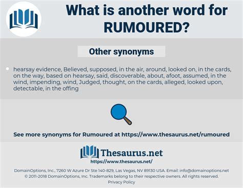 rumoured synonym|rumoured synonyms list.